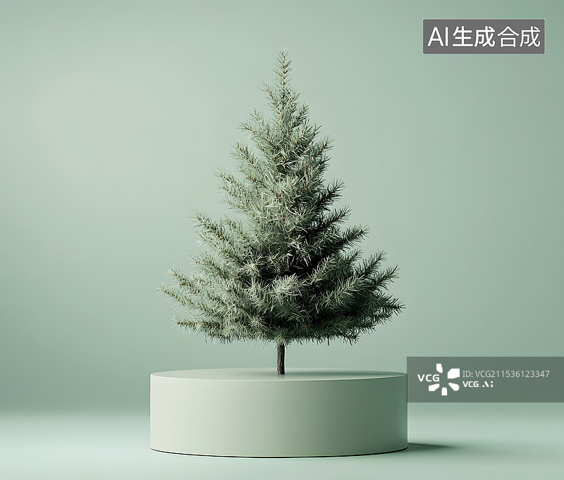 【AI数字艺术】圣诞树3DC4D渲染圣诞节节日海报简约清新图片素材