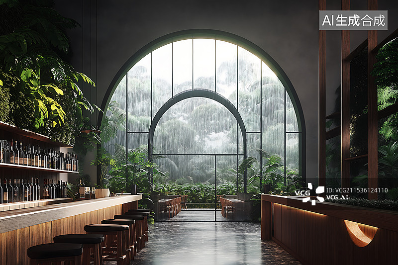 【AI数字艺术】藏酒酒窖空间，红酒珍藏，酒吧，拱形窗户图片素材
