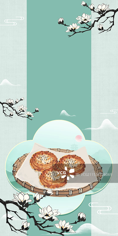 中国风国风水墨风上海特色小吃油墩子插画健康特色美食年俗美味二十四节气插画图片素材