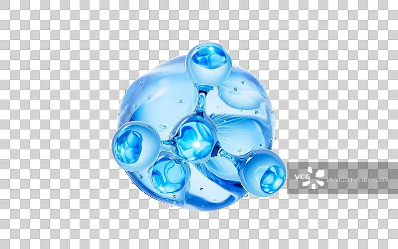透明分子气泡与水珠三维渲染图片素材