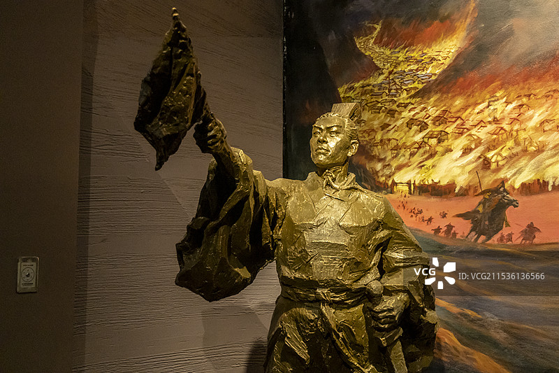 湖北省宜昌博物馆“千载峡州”展：陆逊雕像（夺荆州、报羽仇，刘备强军东征，伐吴五万兵）图片素材