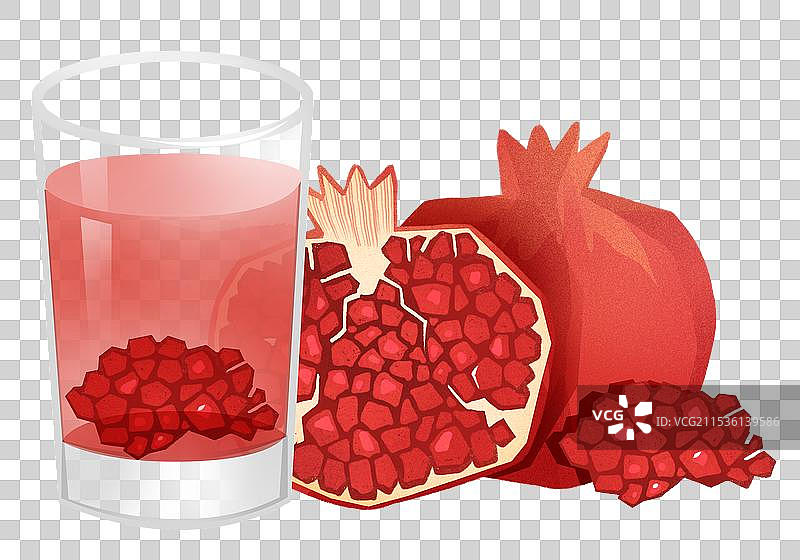 手绘石榴汁水果果汁插画元素图片素材