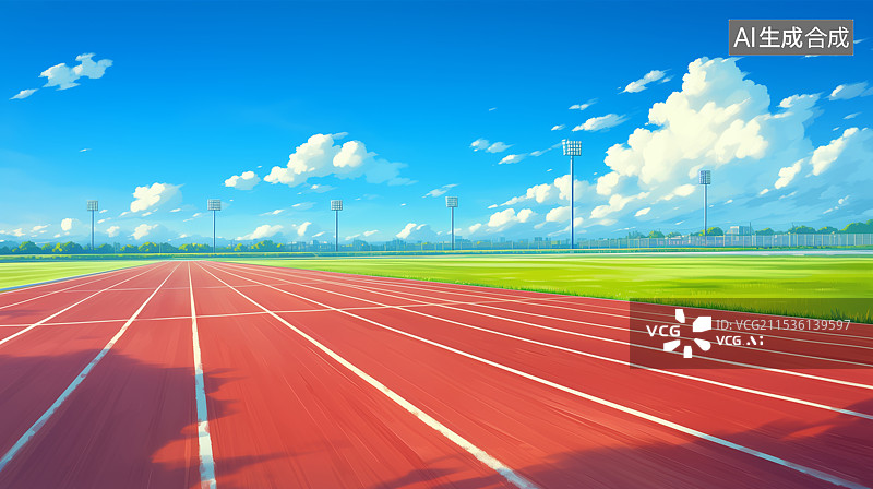 【AI数字艺术】户外操场跑道插画图片素材