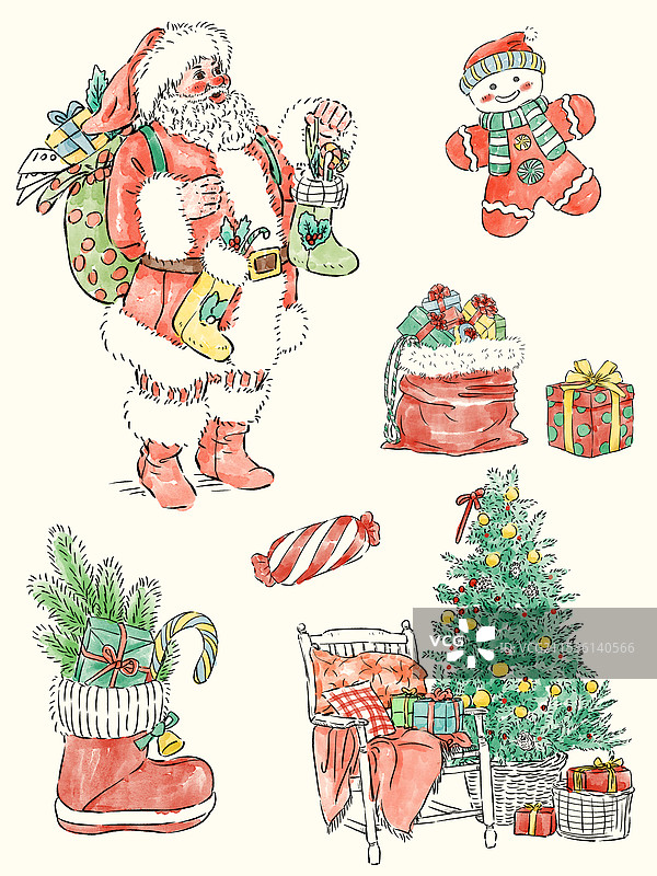 圣诞老人在圣诞节礼物图片素材