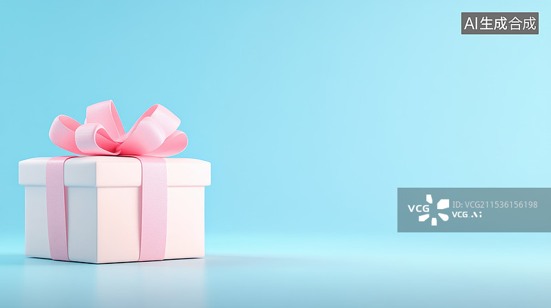 【AI数字艺术】粉色蝴蝶结礼盒图片素材