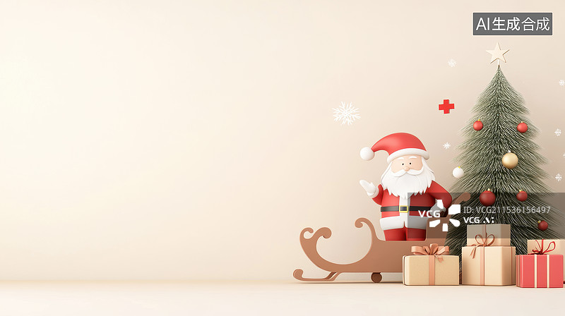 【AI数字艺术】圣诞老人与礼物图片素材