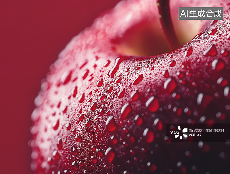 【AI数字艺术】红苹果上的水珠图片素材
