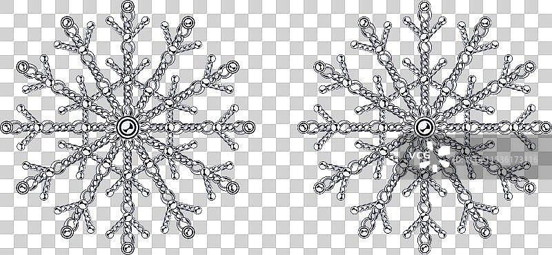 华丽的单色雪花，由珠宝链制成图片素材