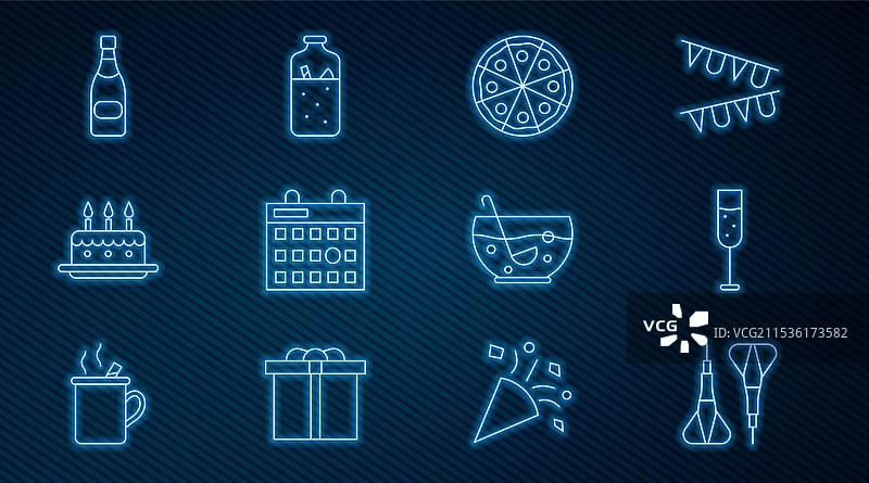 设置线条飞镖箭头香槟酒杯比萨饼图片素材