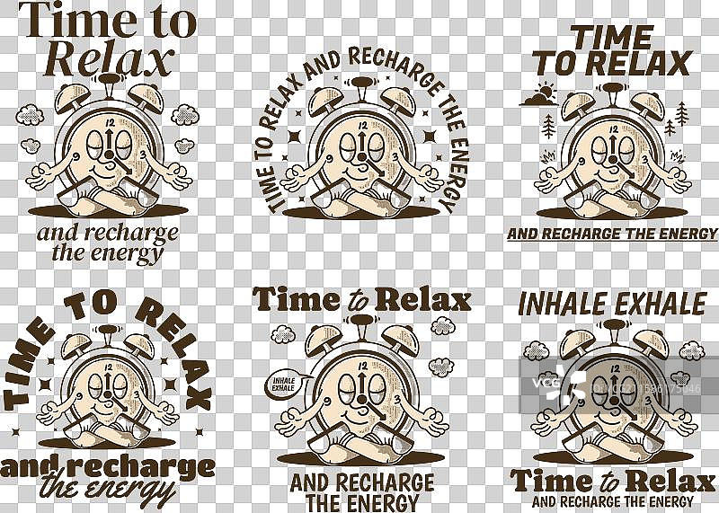 放松时间的闹钟吉祥物角色图片素材