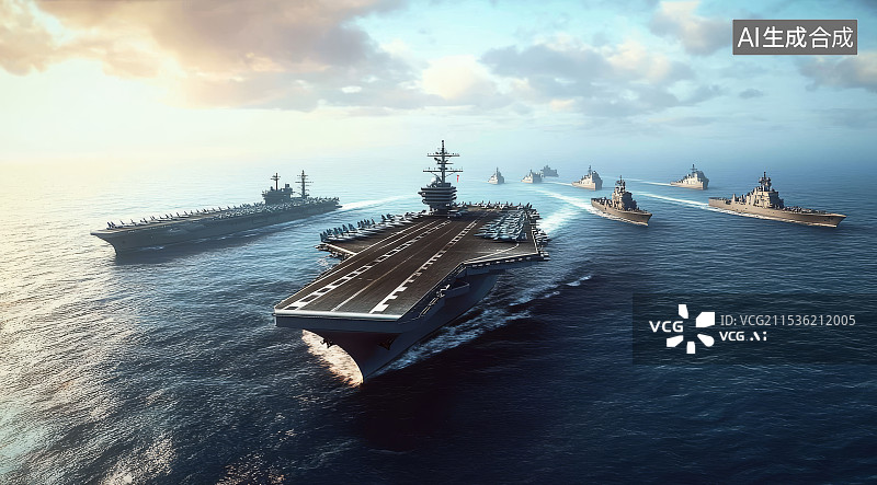 【AI数字艺术】海上航母编队图片素材