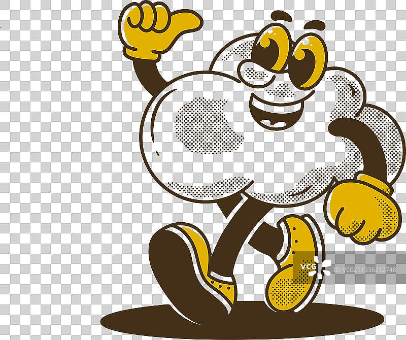 快乐面孔的行走云朵吉祥物角色图片素材