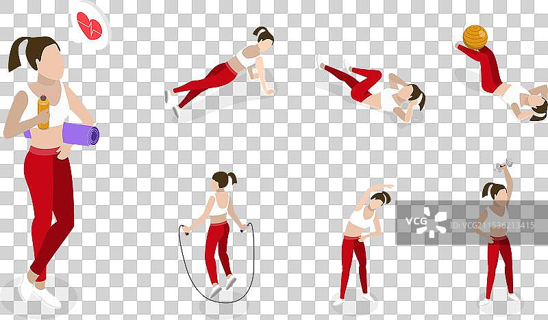 瑜伽的三维等距平面图图片素材