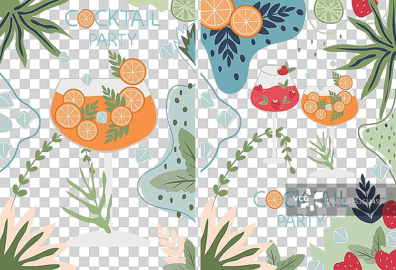 各种鸡尾酒的扁平风格展示图片素材