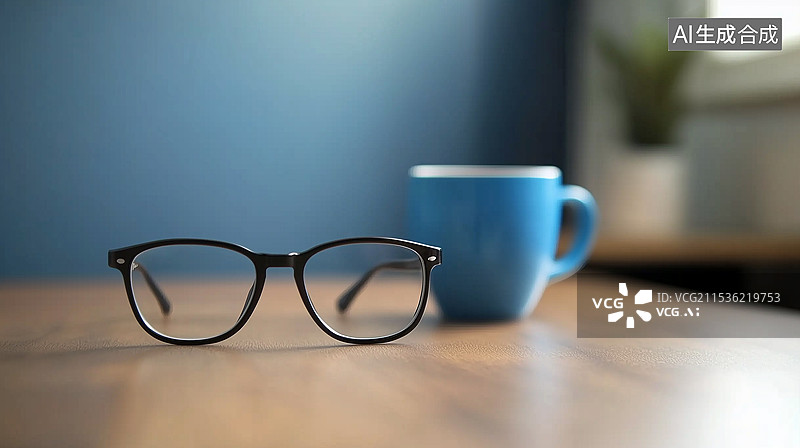 【AI数字艺术】整洁的桌面上整齐地堆放着法律文件，旁边放着一副眼镜和一杯咖啡。这一场景象征着法律工作所需的专注和集中图片素材