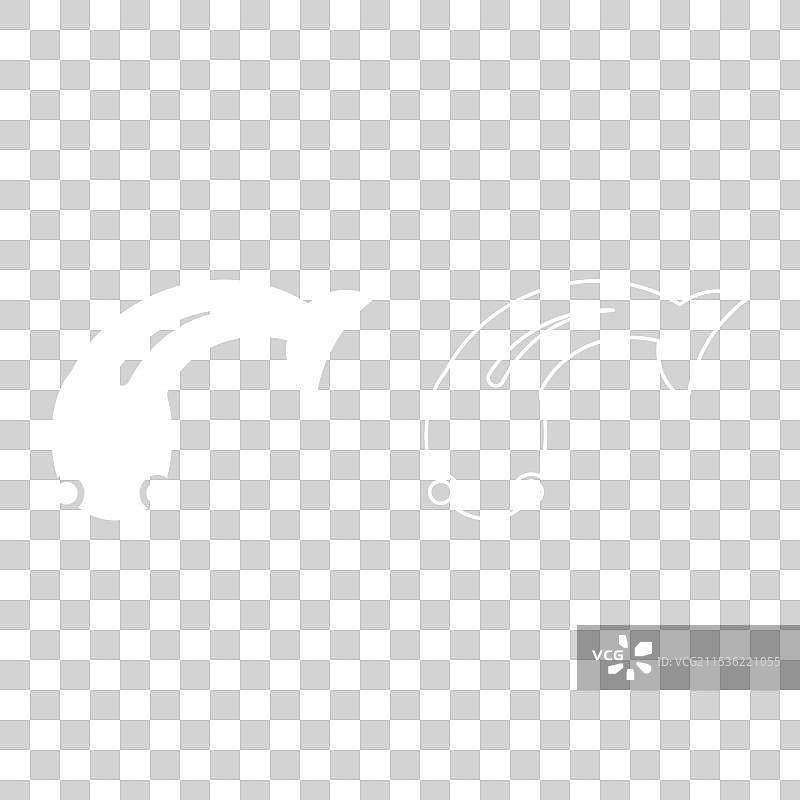 白色填充的鱼虾图标集图片素材