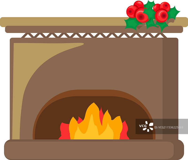节日温馨家居壁炉装饰图标图片素材