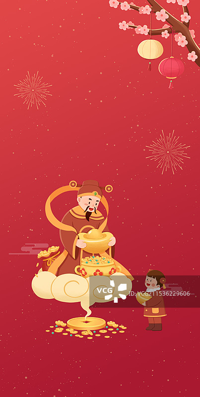 正月初五迎财神海报设计(无字)图片素材