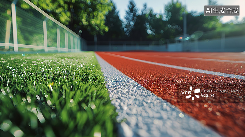 【AI数字艺术】3D渲染清晨的校园跑道图片素材