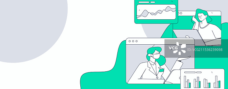 商务人物运营工作场景扁平矢量插画图片素材