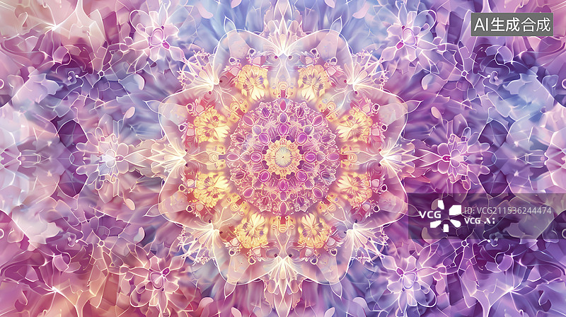 【AI数字艺术】数码科技万花筒花纹图案纹理插画海报背景图片素材