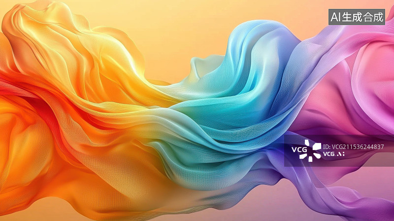 【AI数字艺术】质感丝绸彩虹色彩丝滑流动感背景图片素材