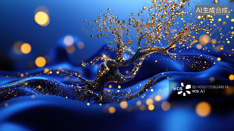 【AI数字艺术】一颗由蓝色粒子形成的怪异分支树木参天古木科技梦幻背景互联网网络分支封面横幅图书艺术美学图片素材