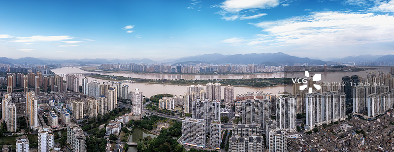 航拍温州城市现代建筑景观天际线图片素材