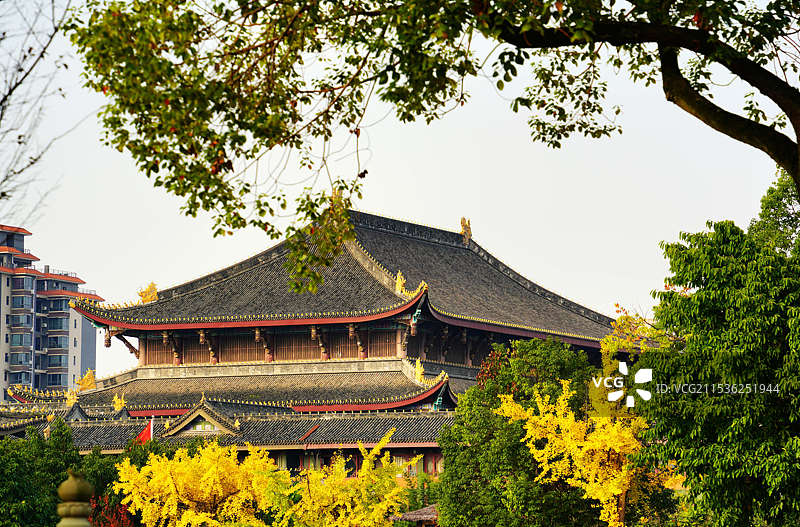 亚洲最大的十方丛林之一的四川峨眉山大佛禅院初冬风貌图片素材