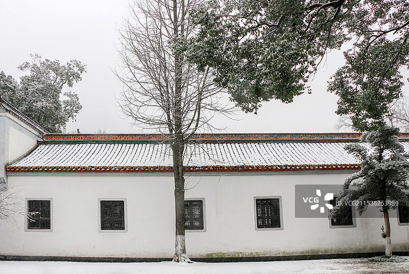 岳麓书院讲堂冬天雪景图片素材
