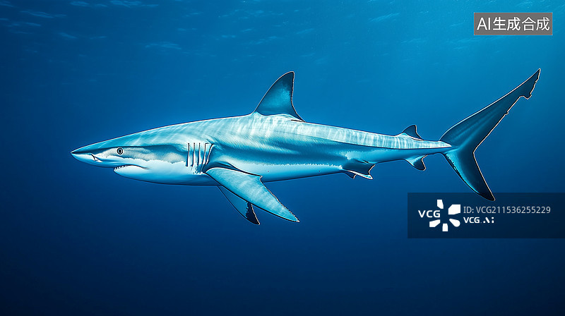 【AI数字艺术】鲨鱼在深海中巡游图片素材