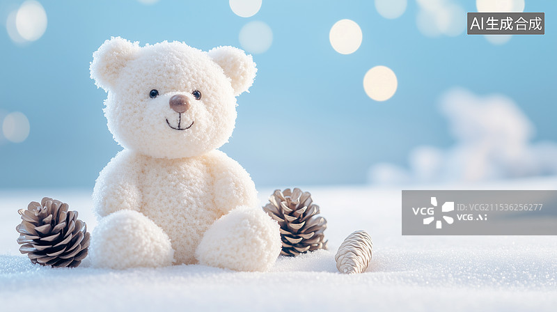 【AI数字艺术】冬日暖阳下的小熊图片素材