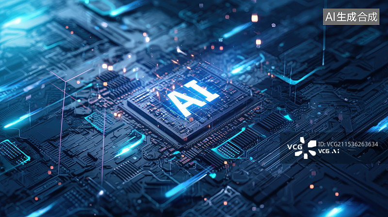 【AI数字艺术】人工智能大数据阵列，人工智能处理器概念图片素材