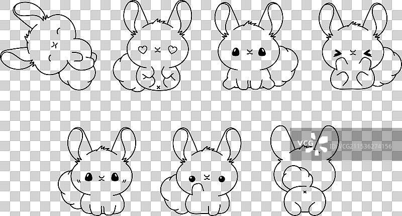 一组可爱的孤立婴儿龙猫涂色图图片素材