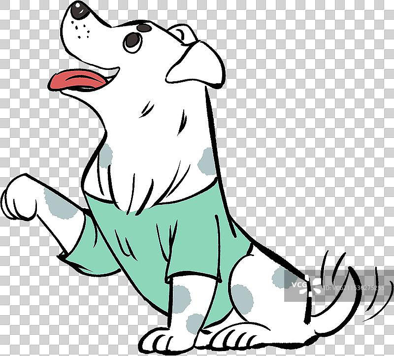 坐着抬起爪子回应主人的白色斑点狗动物元素图片素材