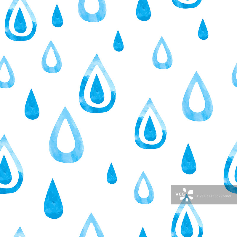 水彩雨水无缝图案手绘水滴图片素材