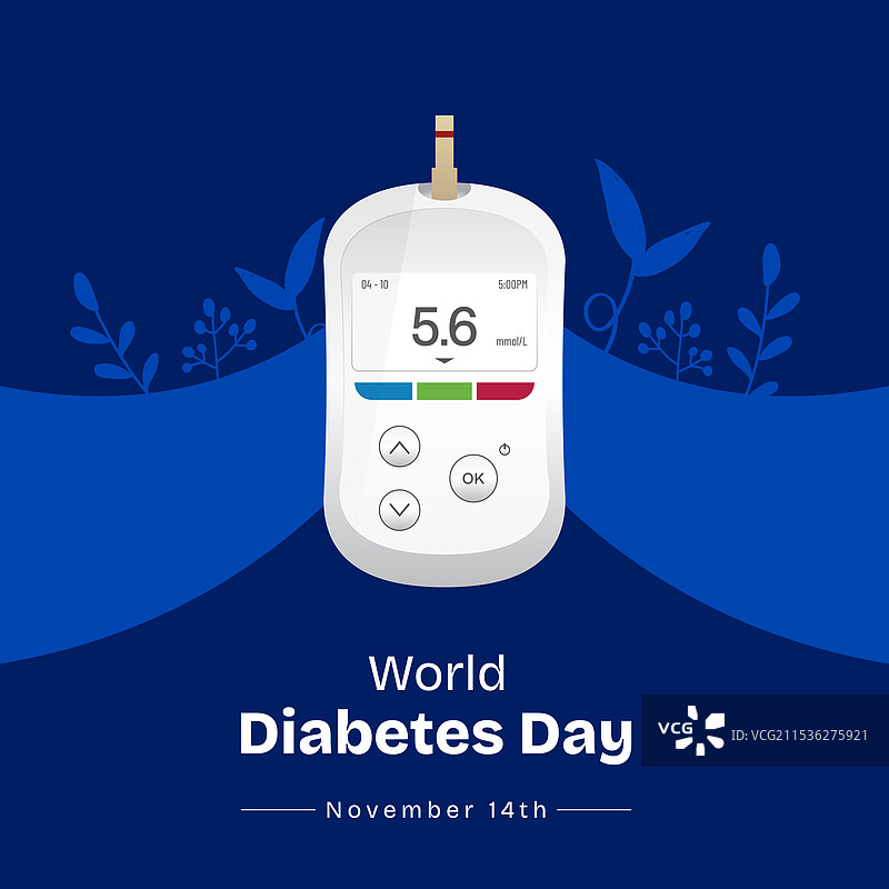 手绘平面世界糖尿病日背景图片素材