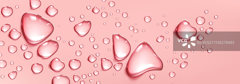 粉色水滴背景 3D 胶原蛋白滴珠图片素材