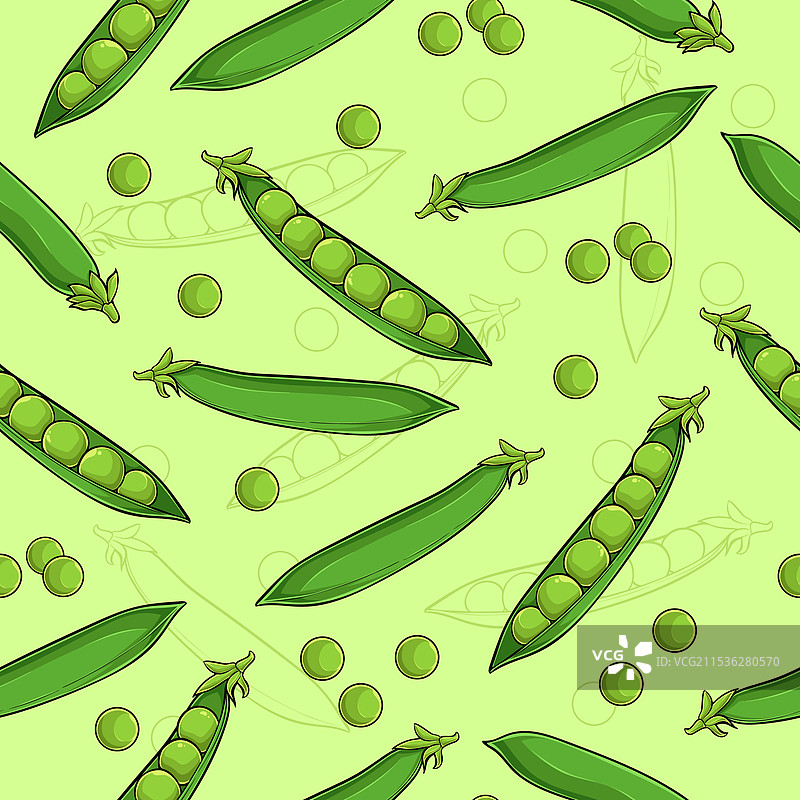 完整和剥皮豌豆荚的无缝图案图片素材