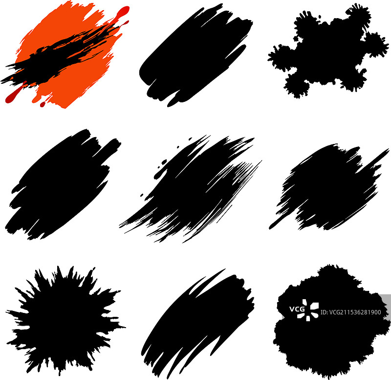 一组黑色和红色墨水的图像图片素材