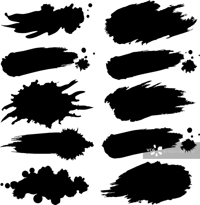 各种形状的黑色墨水印迹收集图片素材
