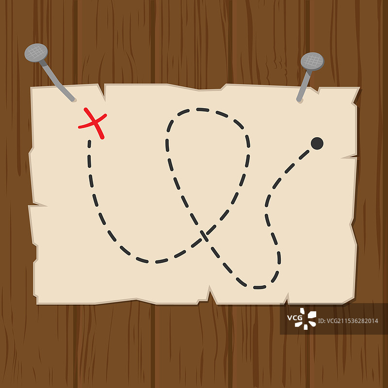 钉在木墙上的藏宝图图片素材