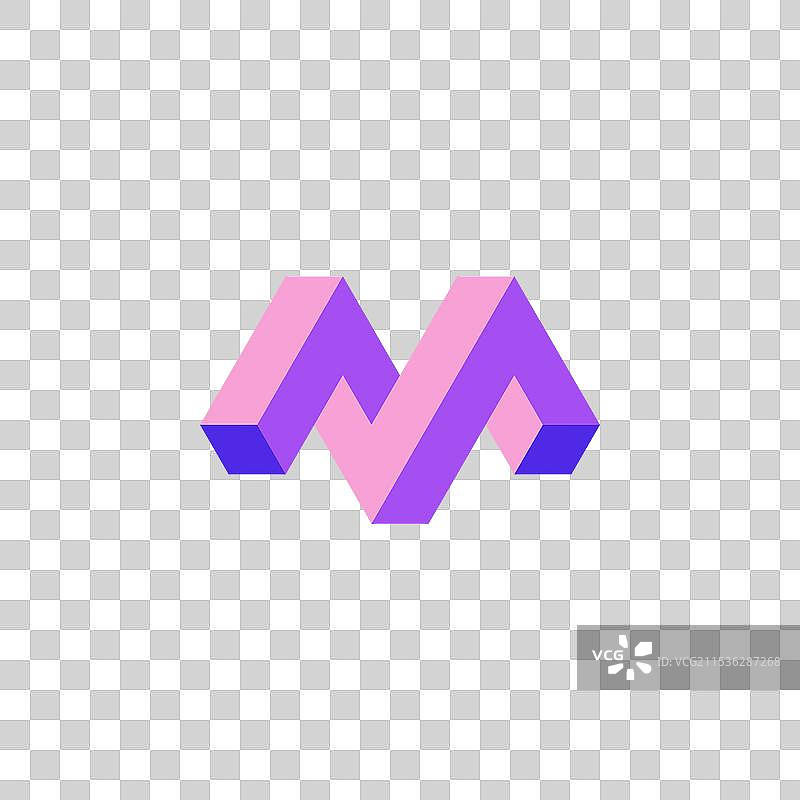 现代3D概念的M字母标志图片素材