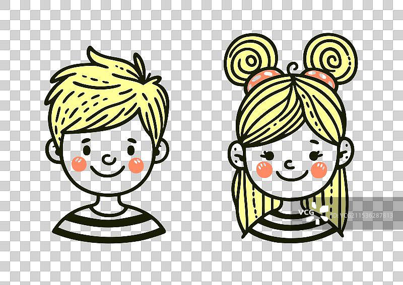 男孩和女孩的肖像图片素材