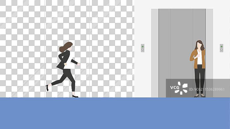 忙碌的女商人争分夺秒地奔向目标图片素材