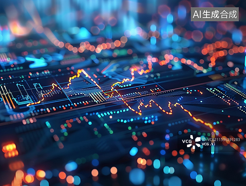 【AI数字艺术】大屏幕上的数据图表插画图片素材