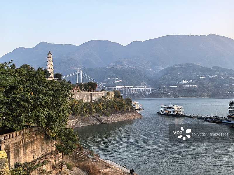 夔州古城夕照图片素材