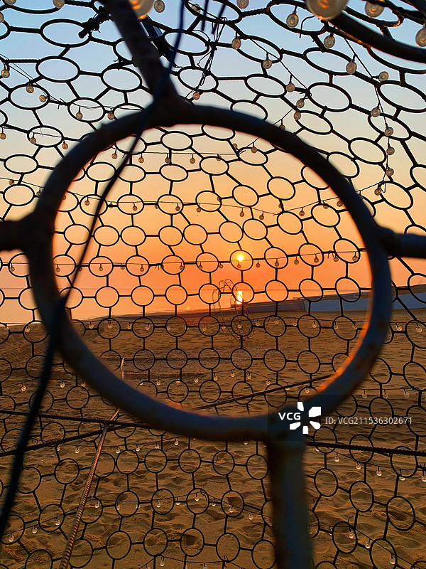 海上日出 渤海 潍坊欢乐海沙滩景区图片素材