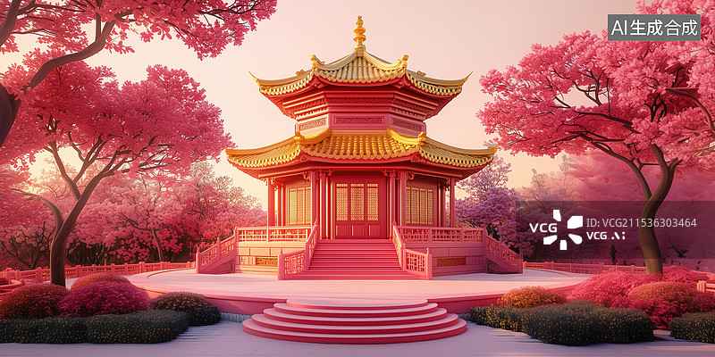【AI数字艺术】3d主中国传统风格建筑图片素材