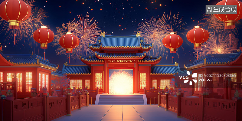 【AI数字艺术】3d主中国传统风格建筑图片素材